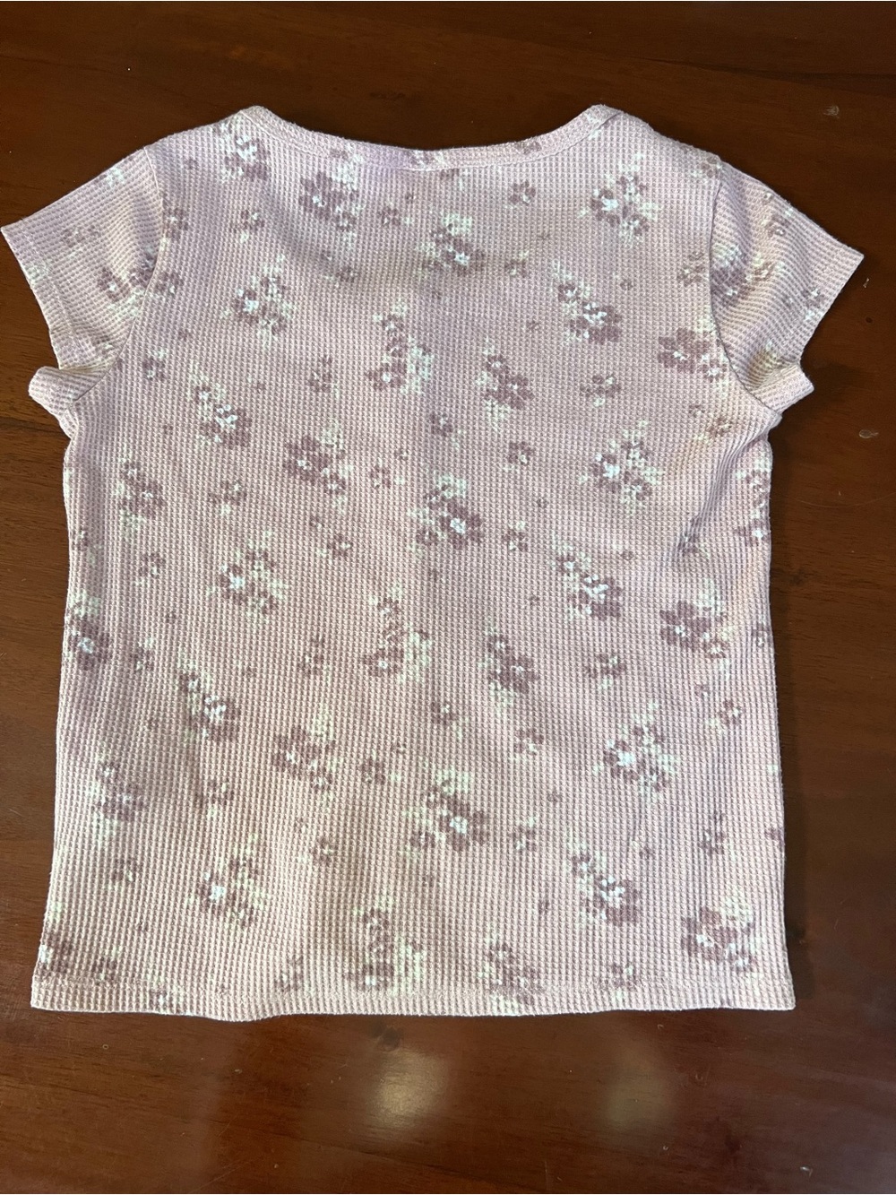 abercrombie kids Pink Floral Button-Front Waffle Top - Picture 2 of 4